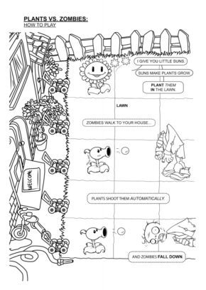 Coloring Cartoon Pages Plants vs. Zombie & book for kids.