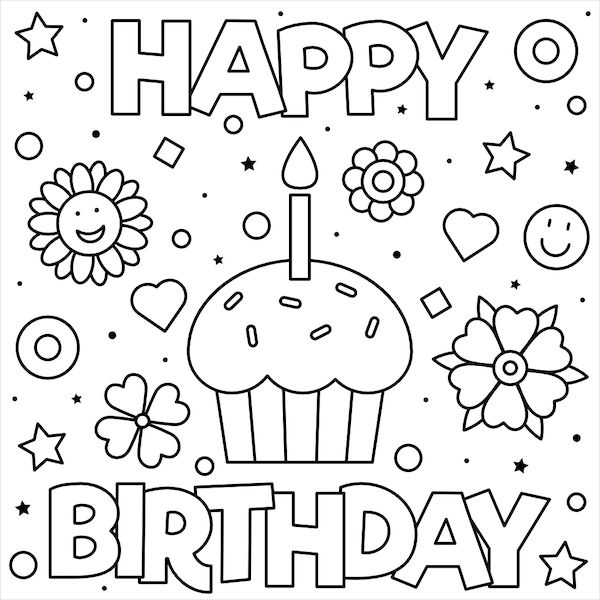 Coloring Page Birthday Card