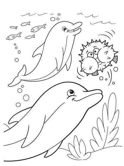 Coloring Page Dolphins