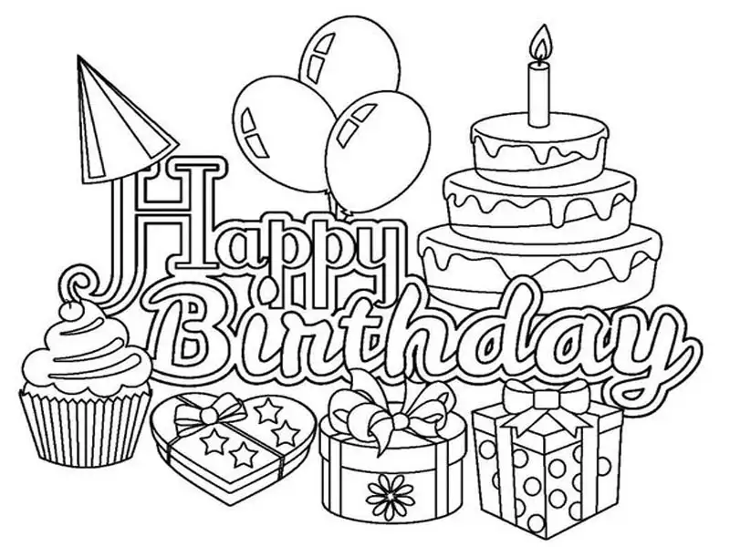 Coloring Page Happy Birthday