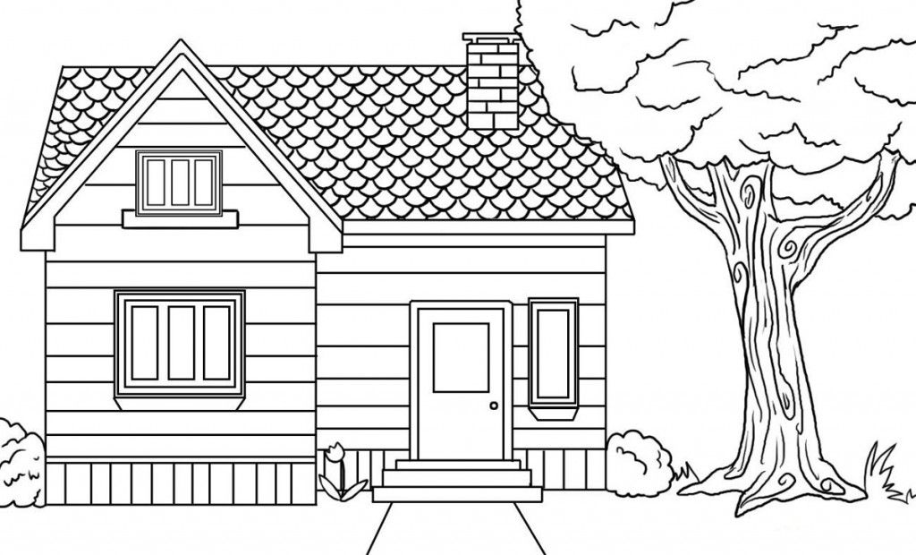 Coloring Page of a House