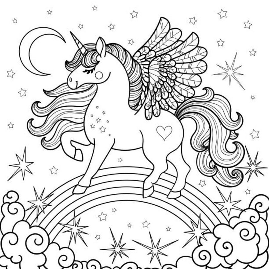 Coloring Page Rainbow Unicorn