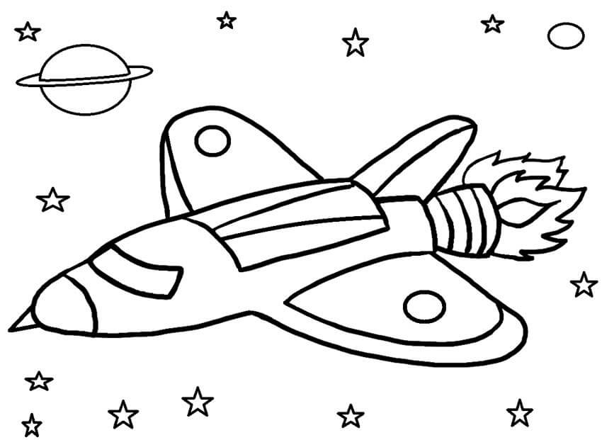 Coloring Page Rocket Ship