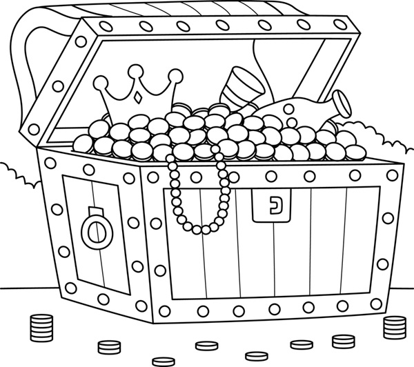 Coloring Page Treasure Chest