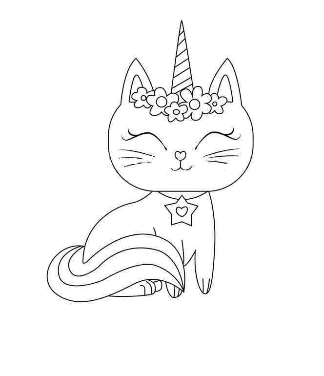 Coloring Page Unicorn Kitty