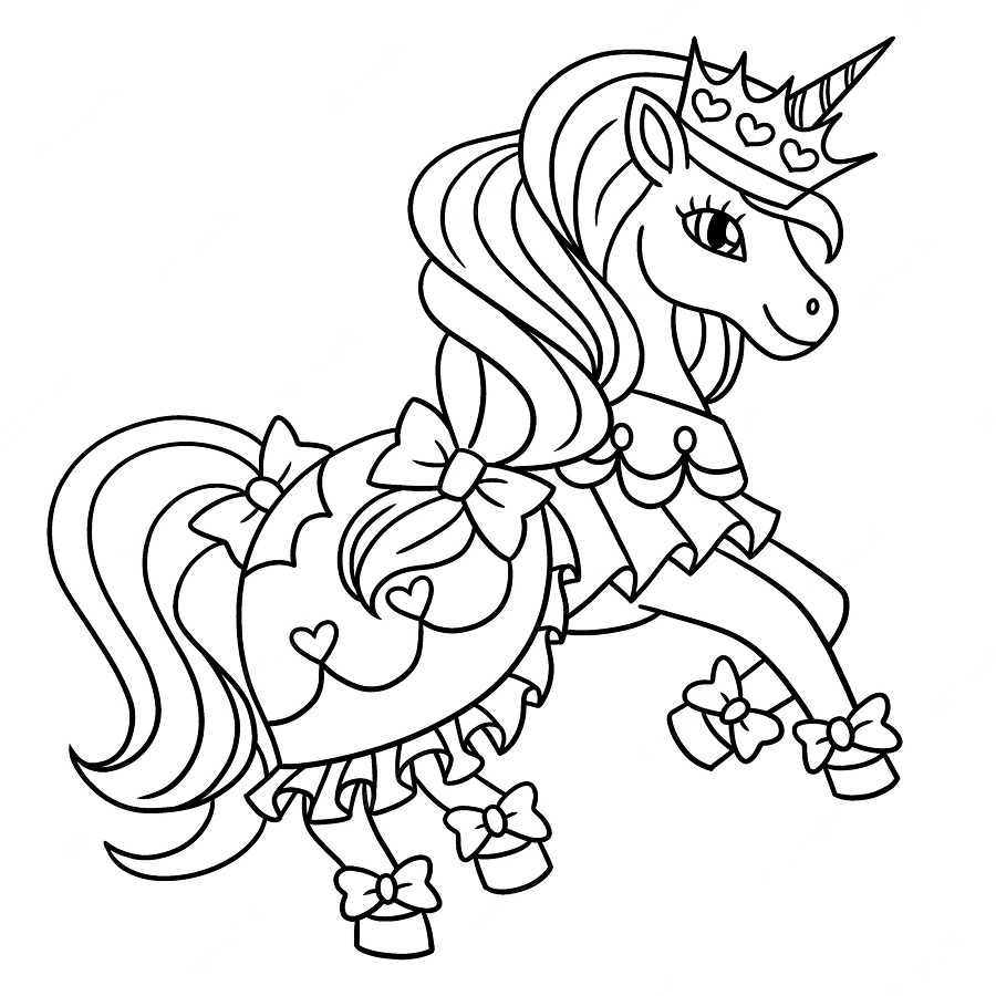 coloring page unicorn princess