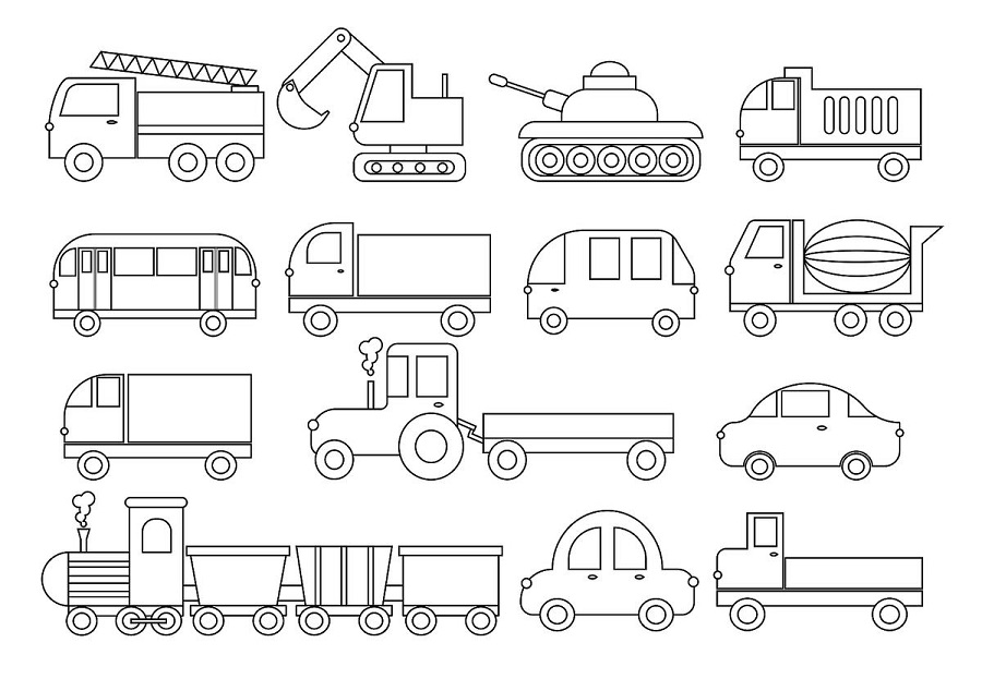 coloring page vehicles