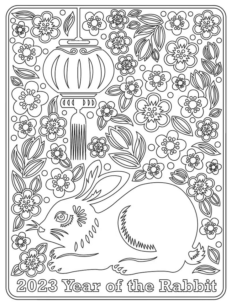 Coloring Page Year Of The Rabbit
