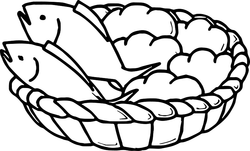 coloring pages 5 loaves and 2 fish