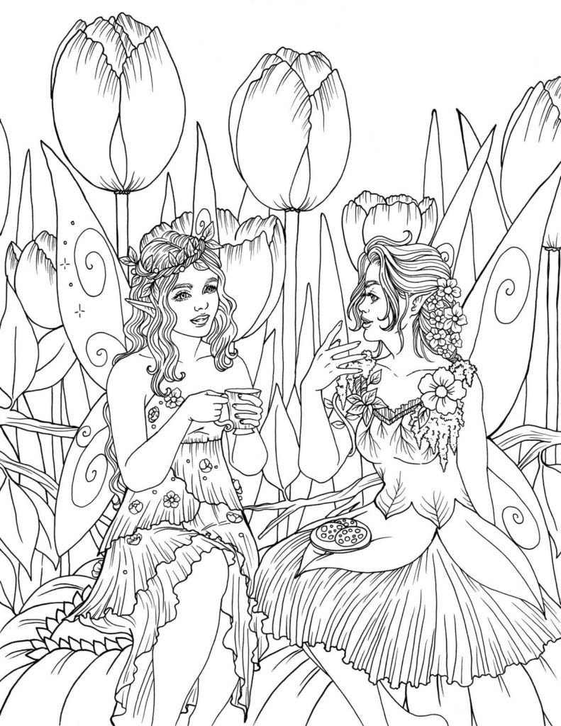 coloring pages fairy on rock in water