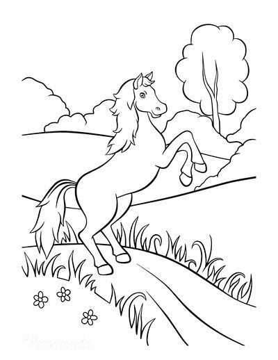 coloring pages for girls a rearing horse