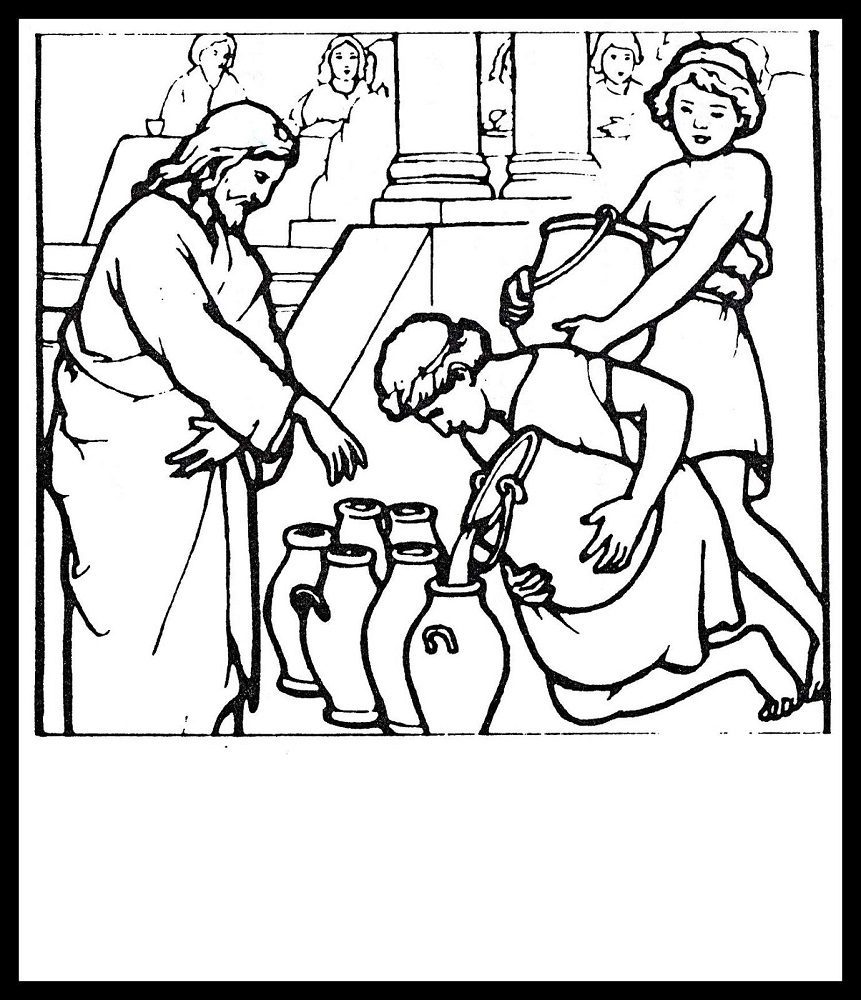 coloring pages for jesus turns water into wine