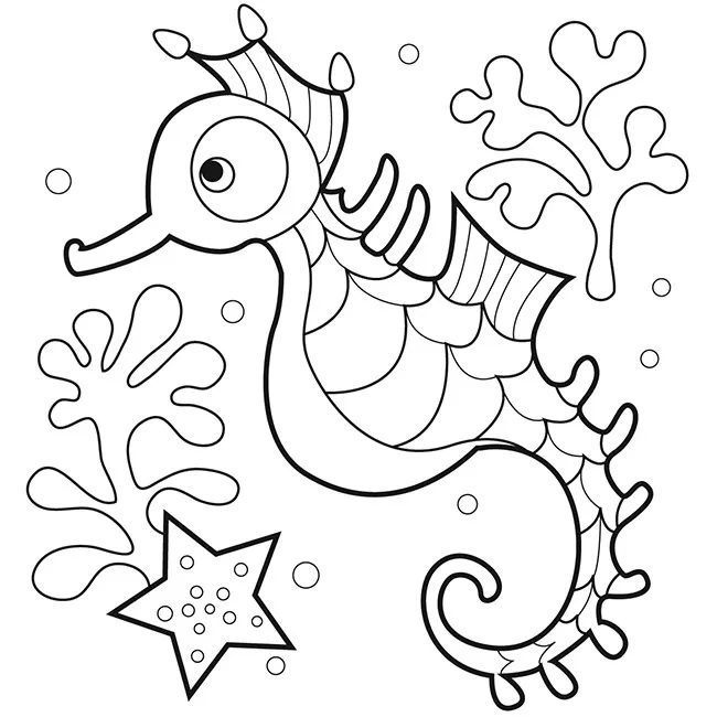 coloring pages for kids-sea horse