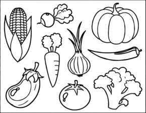 Vegetables Colouring In Coloring Pages for Vegetables & coloring book.