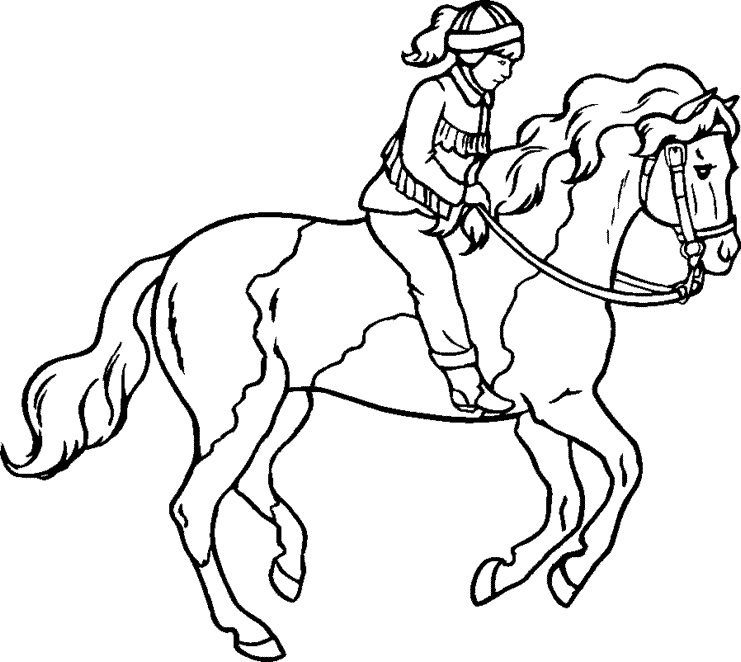 coloring pages horse and rider