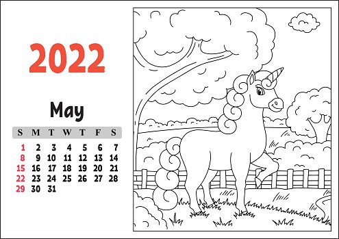 Coloring Pages Horse Calendars for May