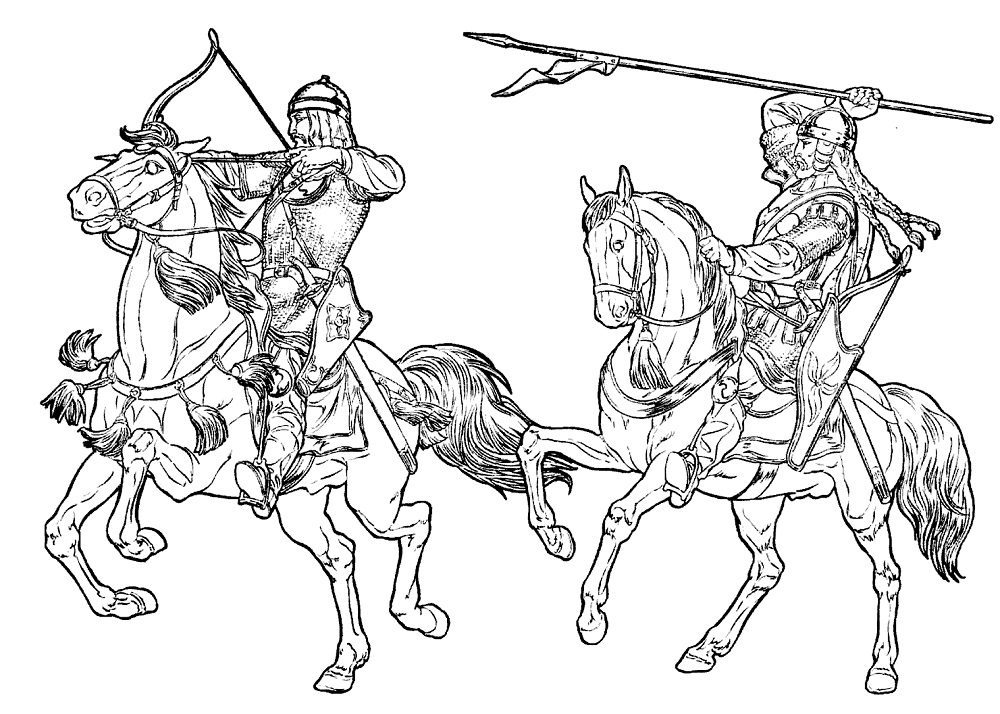 coloring pages horse knights