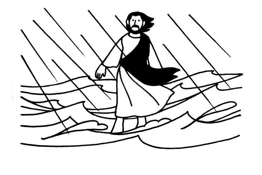 coloring pages jesus walking on water