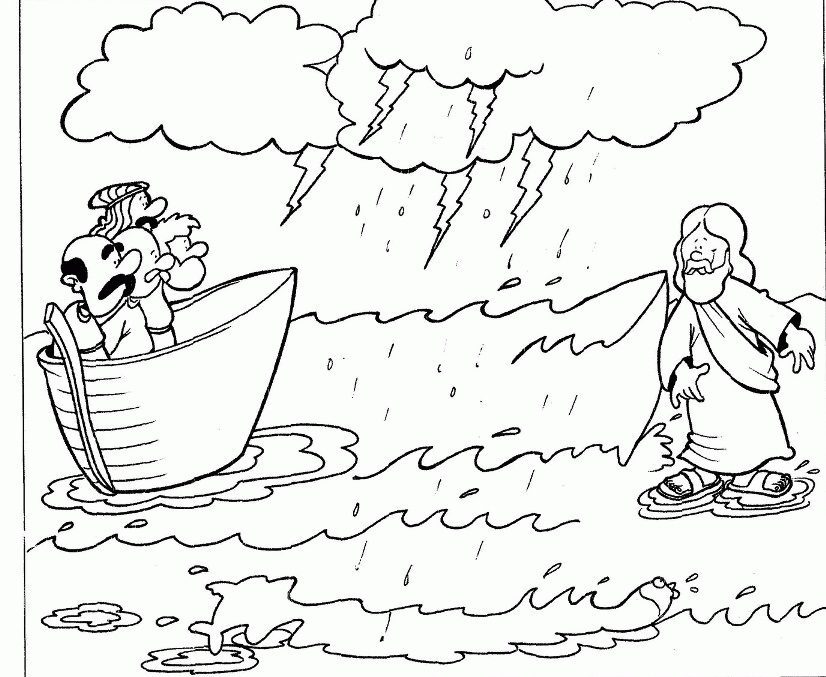 coloring pages jesus walks on water