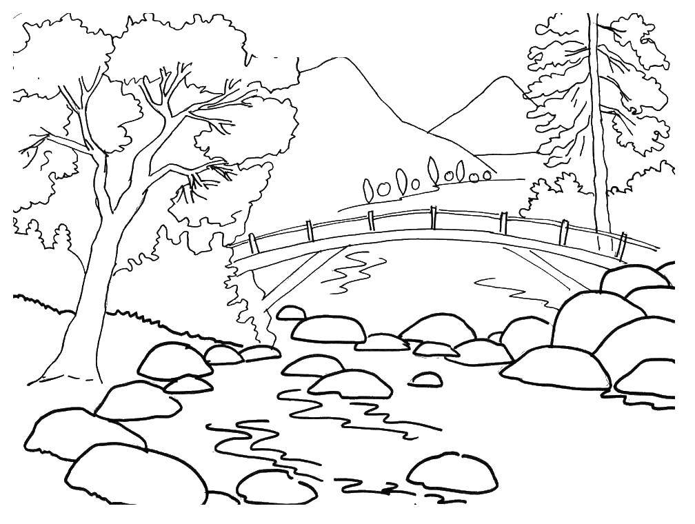 coloring pages of a bridge under water