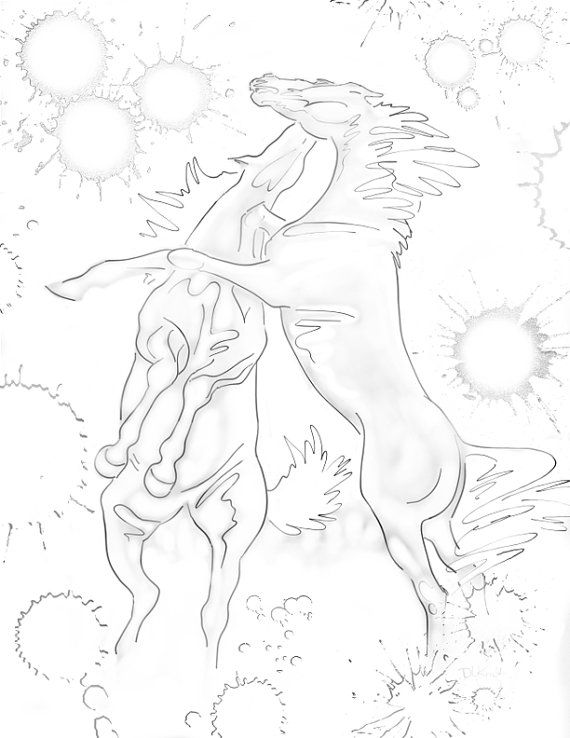 coloring pages of a horse fighting