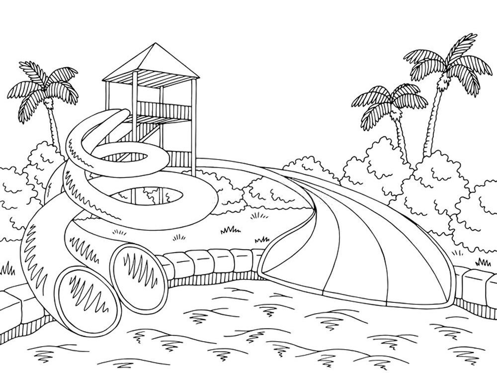 coloring pages of a water park