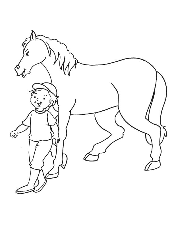 coloring pages of boy and horse