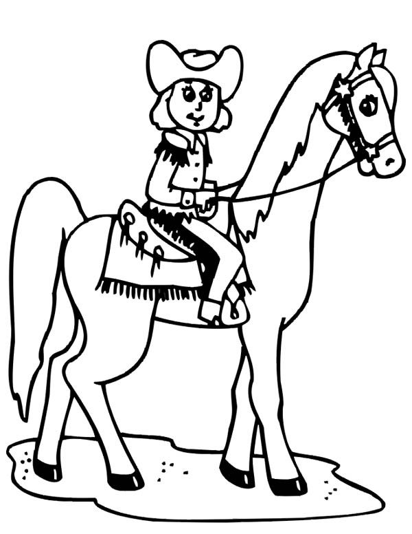 Coloring Pages of Cowgirls with Her Horse