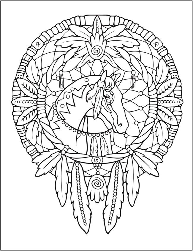 coloring pages of horse dream catchers