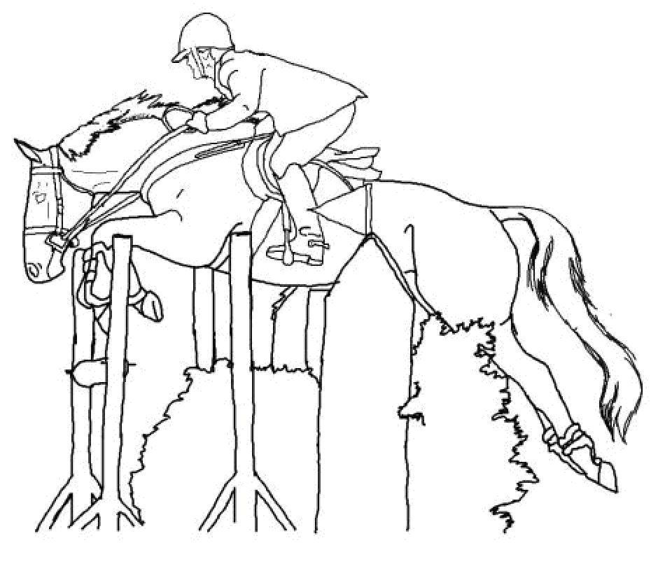 coloring pages of horse racers jumping