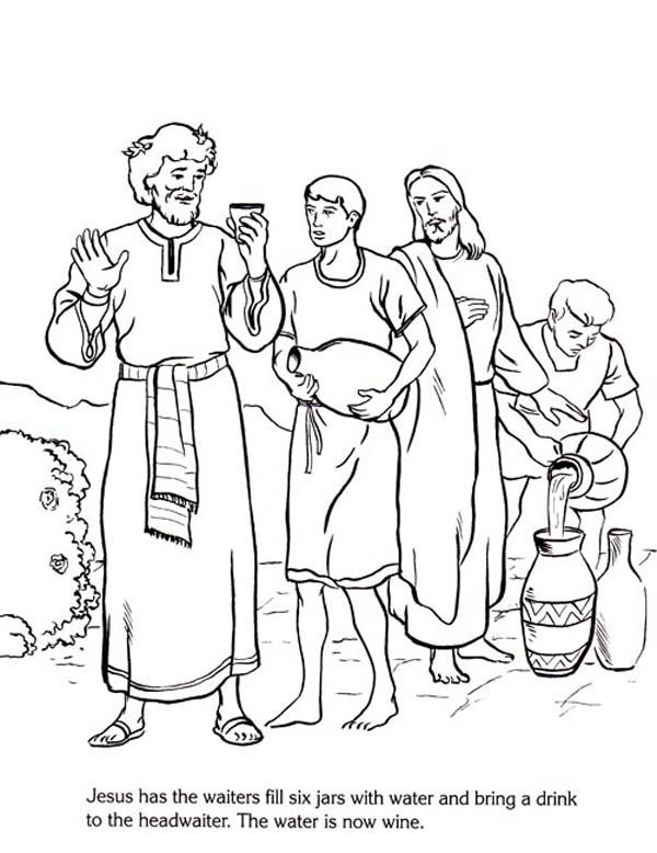 coloring pages of jesus turning water into wine