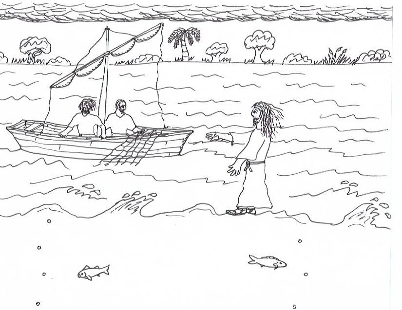 coloring pages of jesus walking on the water