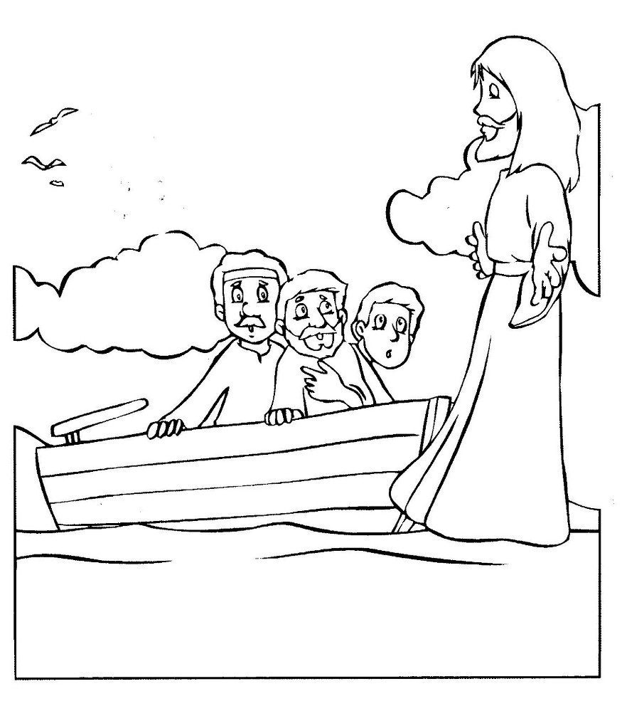 coloring pages of jesus walking on water