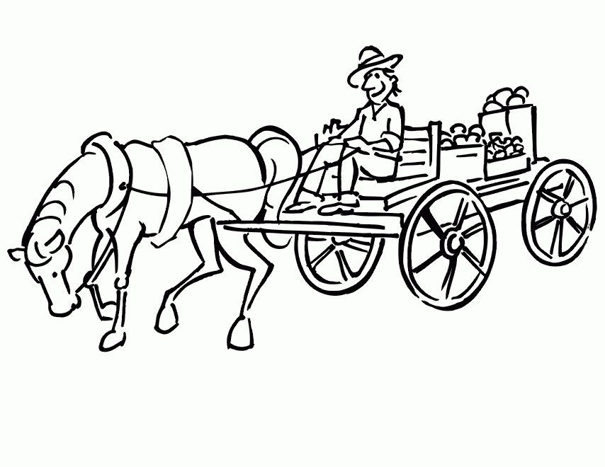 coloring pages of medieval horse and cart