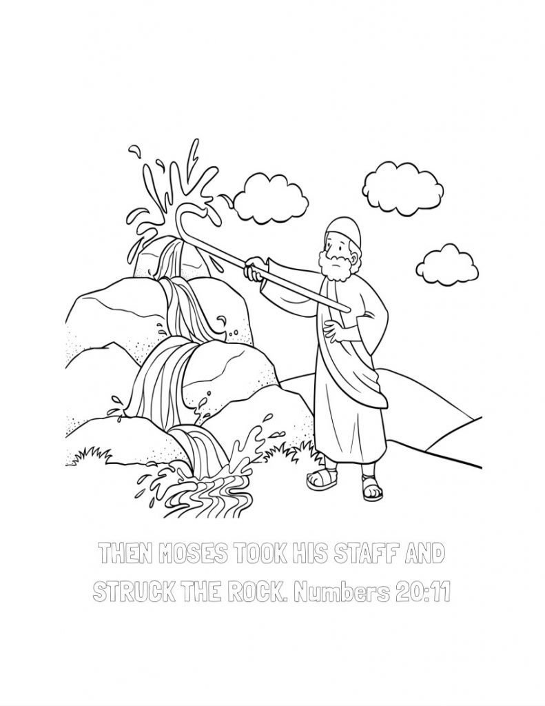 coloring pages of moses water out of rock
