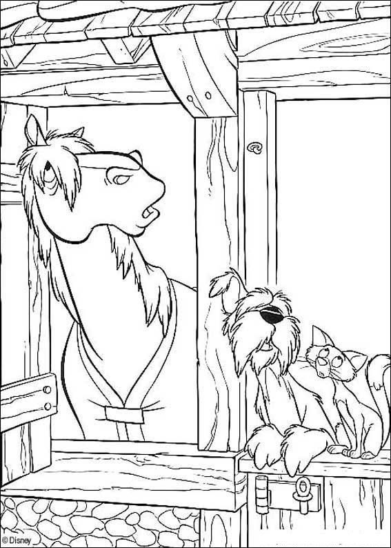 coloring pages of "princess+horse+cat+dog"images