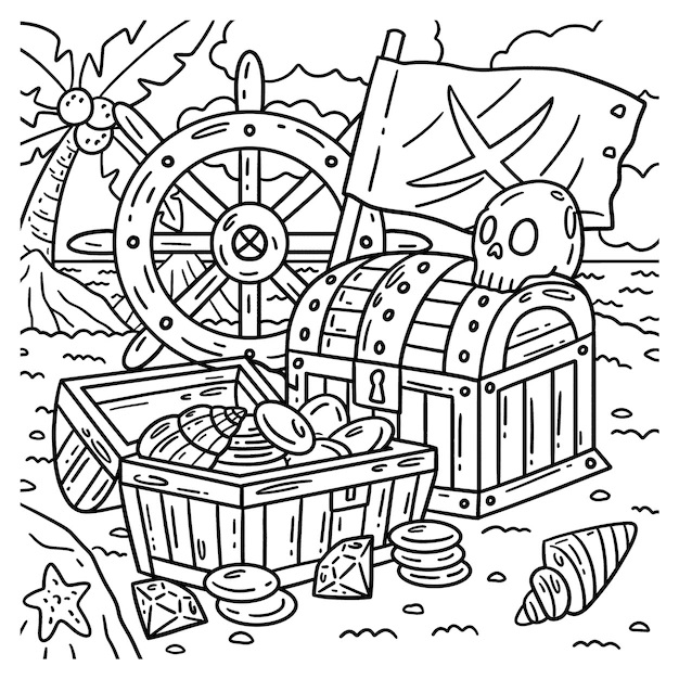 Coloring Pages of Treasure Chests