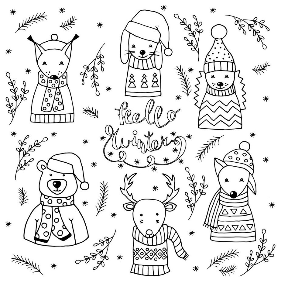 coloring pages of winter animals