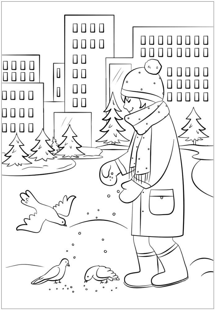coloring pages of winter birds