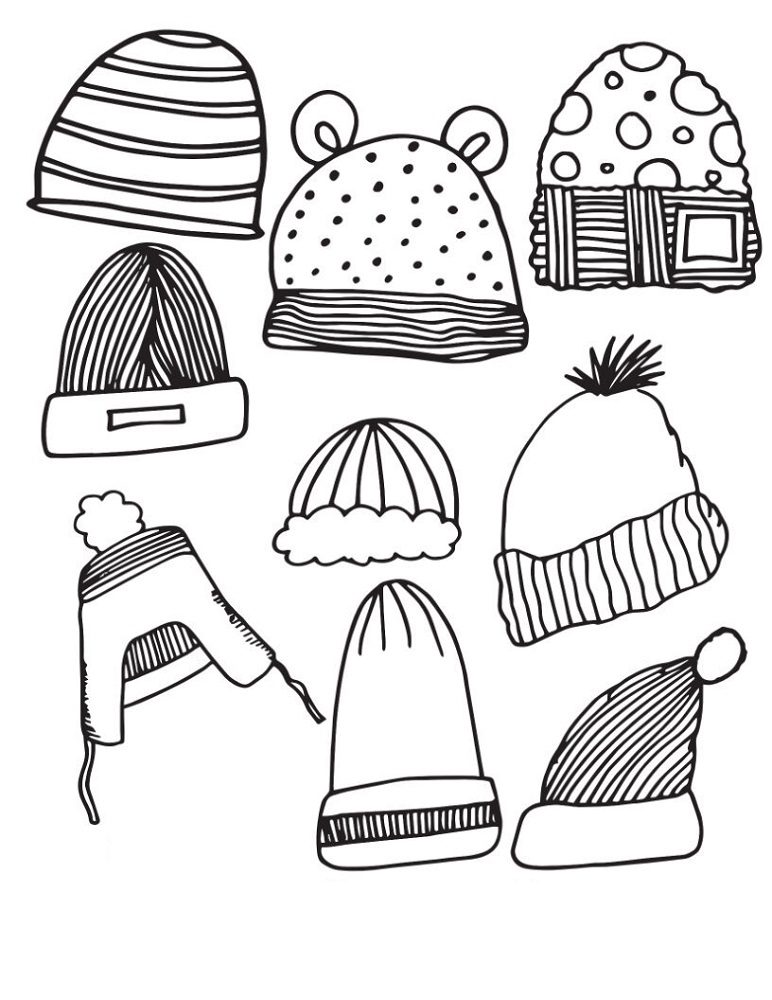 coloring pages of winter hats