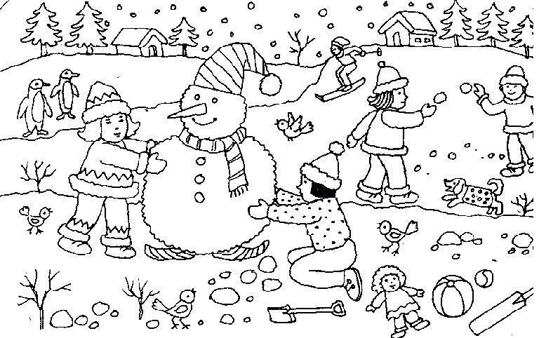 coloring pages of winter scenes