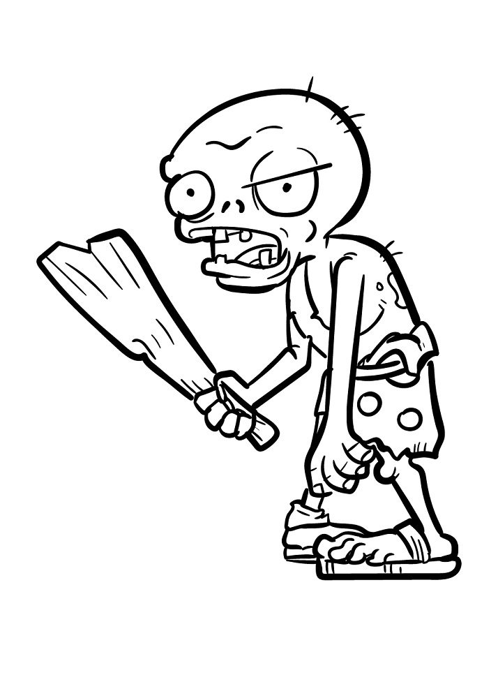 coloring pages of zombie cartoon characters easy