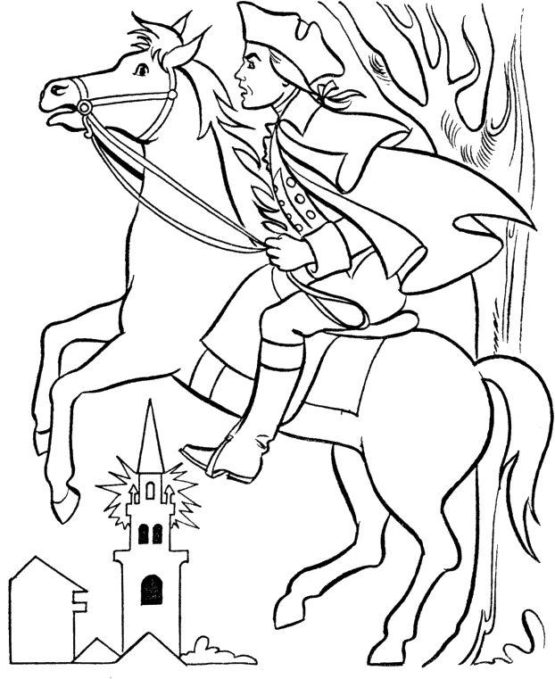 Coloring Pages on Paul revere on his horse