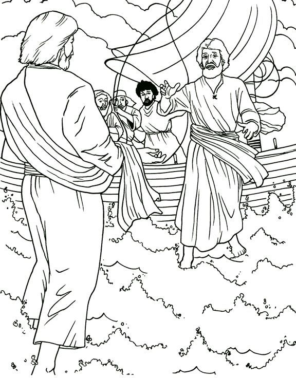 coloring pages [peter walks on water