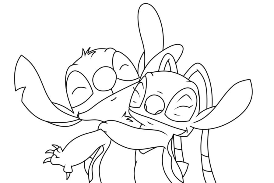 Coloring Pages Stitch and Angel