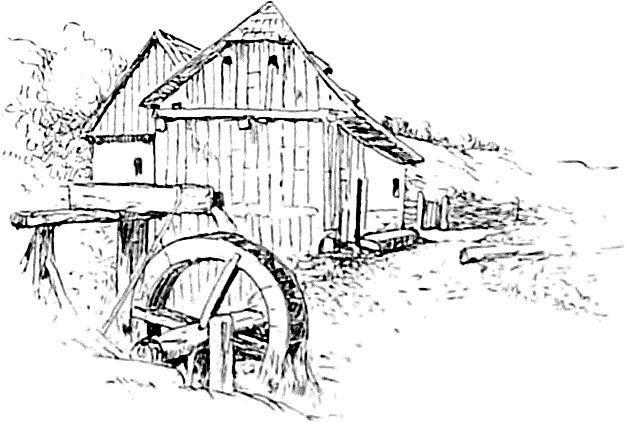coloring pages the old water mill