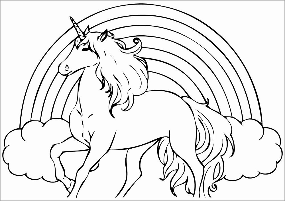coloring pages unicorn rainbow