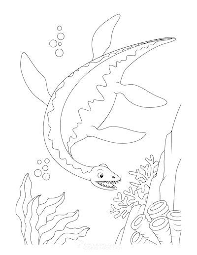 coloring pages water dino cartoon
