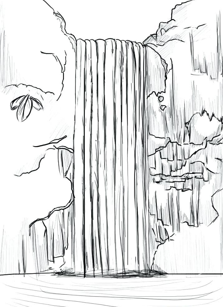 coloring pages water fall