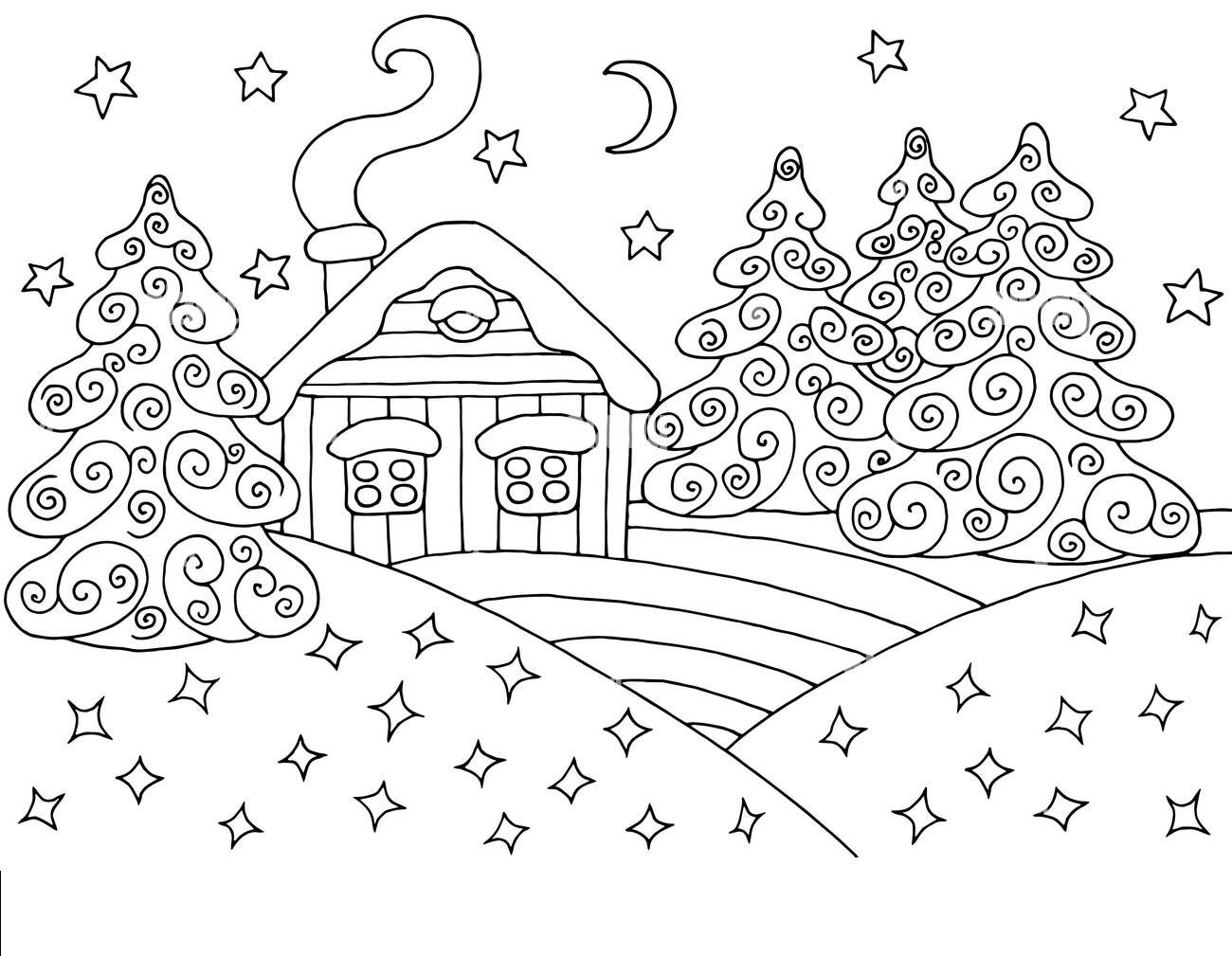 coloring pages winter landscape